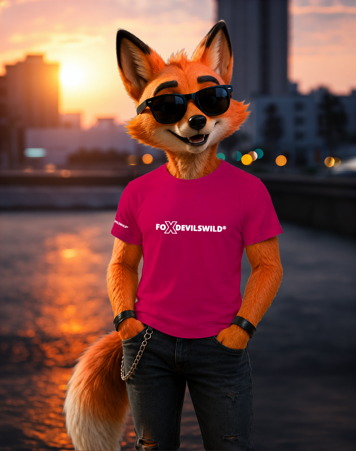 Foxdevilswild® T-Shirt - style eleven - Workwear / Freizeitshirt sorbet / weiss