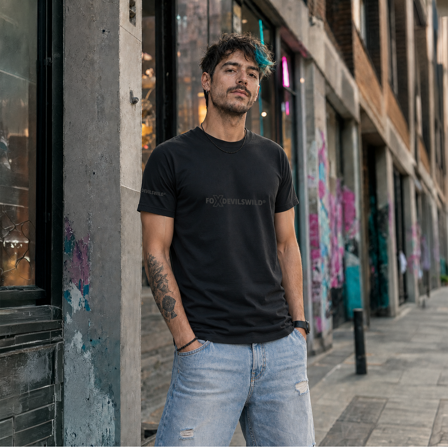 Foxdevilswild® T-Shirt - style eleven - Workwear / Freizeitshirt schwarz / grau