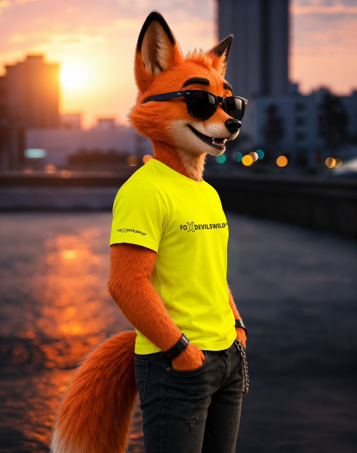 Foxdevilswild® T-Shirt - style eleven - Workwear / Freizeitshirt lime / schwarz