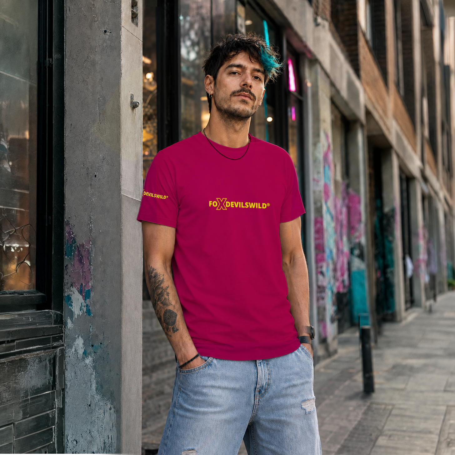 Foxdevilswild® T-Shirt - style eleven - Workwear / Freizeitshirt sorbet / lime