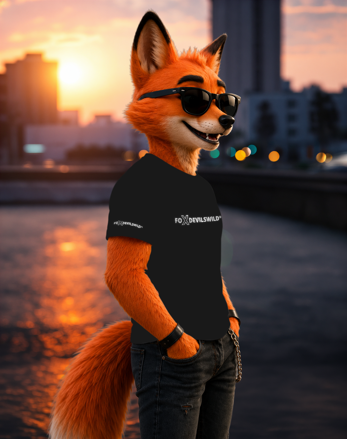 Foxdevilswild® T-Shirt - style eleven - Workwear / Freizeitshirt schwarz / weiss
